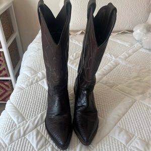 Justin Lizard Skin Cowboy Western Boots Brown